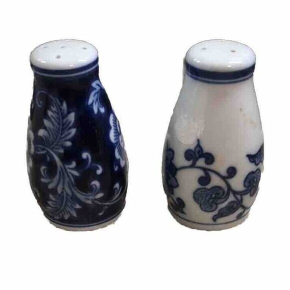 Pier 1 Cobalt Blue/White Salt & Pepper Shakers 3.5" - Picture 2 of 4